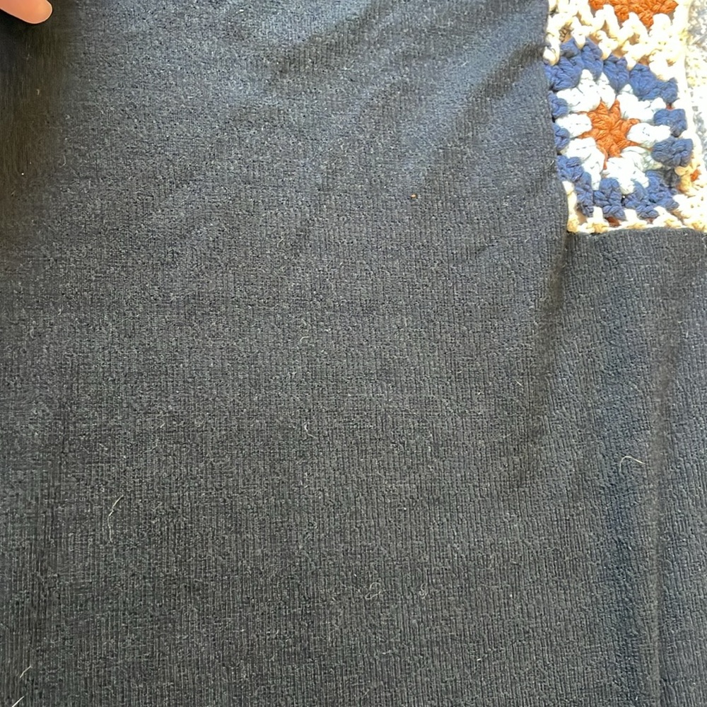 THML Black Top with Multicolor Crochet Shoulders - Picture 3 of 5